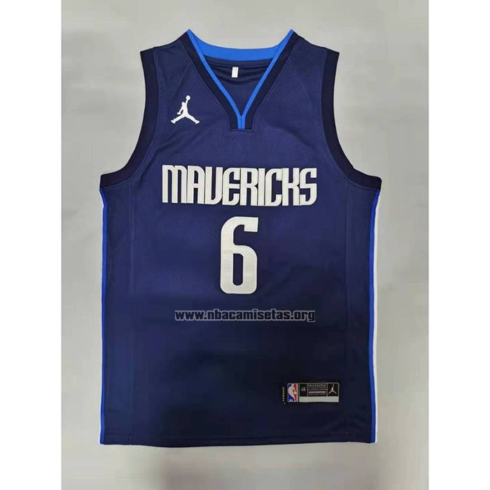 Camiseta Doncic Mavericks Kristaps Porzingis NO 6 Statement 2020-21 Azul